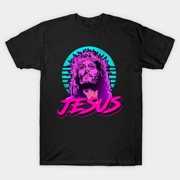 Jesus Retrowave T-Shirt by absolemstudio